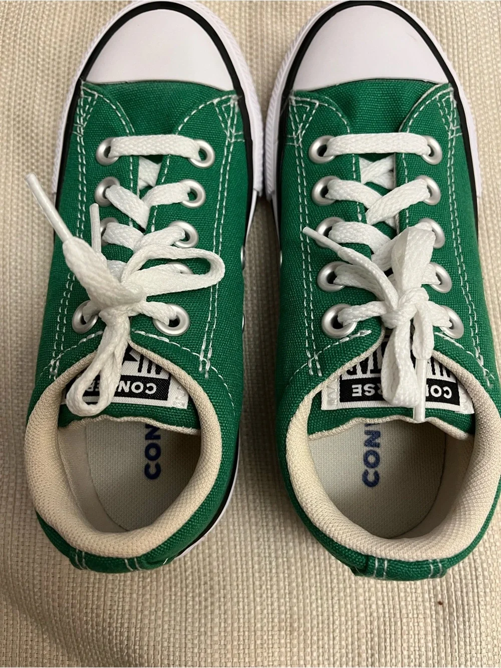 Converse Kids Low Top Canvas Sneakers - Green with White Accents Size Youth 12